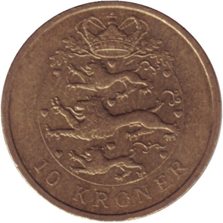 Монета 10 крон. 2005 год, Дания.