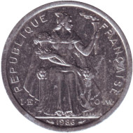 Монета 2 франка. 1986 год, Французская Полинезия. Из обращения. Монета 2 франка. 1986 год, Французская Полинезия. Из обращения.