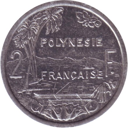 Монета 2 франка. 1986 год, Французская Полинезия. Из обращения.