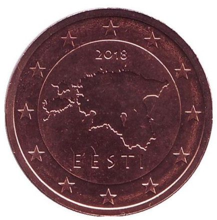 Монета 2 цента. 2018 год, Эстония.