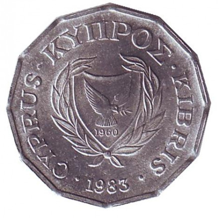 Монета 1/2 цента. 1983 год, Кипр. Монета 1/2 цента. 1983 год, Кипр.