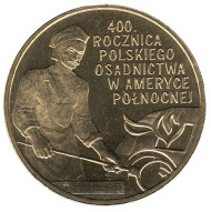 Монета 2 злотых, 2008 год, Польша. 400 лет польским поселениям в Северной Америке. Монета 2 злотых, 2008 год, Польша. 400 лет польским поселениям в Северной Америке.