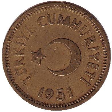 Монета 10 курушей. 1951 год, Турция. Монета 10 курушей. 1951 год, Турция.