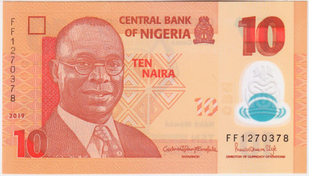 Банкнота 10 найр. 2019 год, Нигерия.