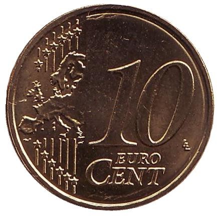 Монета 10 центов. 2008 год, Люксембург. Монета 10 центов. 2008 год, Люксембург.