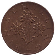 Монета 1 шиллинг. 1975 год, Австрия. Эдельвейс. Монета 1 шиллинг. 1975 год, Австрия. Эдельвейс.