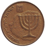 Монета 10 агор. 1987 год, Израиль. Менора (Семисвечник). Монета 10 агор. 1987 год, Израиль. Менора (Семисвечник).