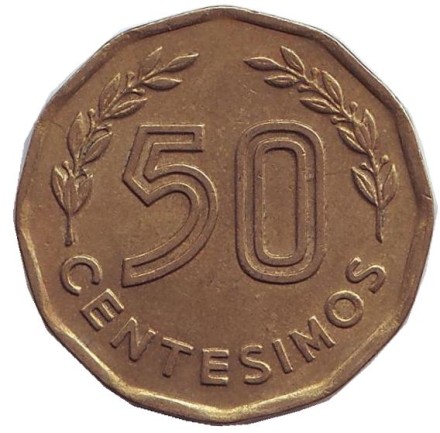 Монета 50 сентесимо. 1981 год, Уругвай. Чаша весов. Монета 50 сентесимо. 1981 год, Уругвай. Чаша весов.