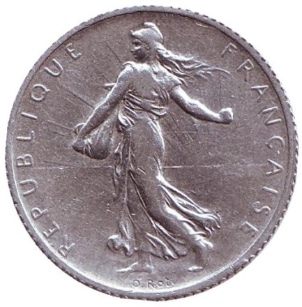 Монета 1 франк. 1914 год, Франция. Монета 1 франк. 1914 год, Франция.