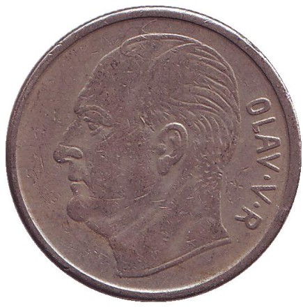 Монета 1 крона. 1968 год, Норвегия. Лошадь.