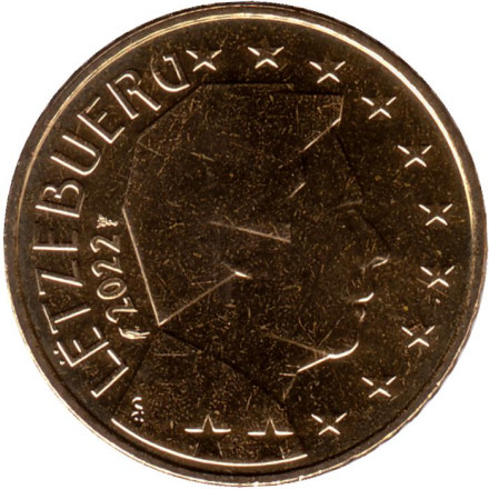 Монета 50 центов. 2022 год, Люксембург.