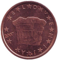 Монета 2 цента, 2007 год, Словения. Монета 2 цента, 2007 год, Словения.