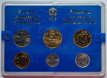 Набор монет Финляндии (6 шт), 1985 год, Финляндия. (в банковской упаковке)