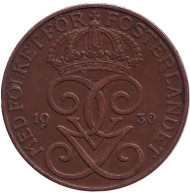 Монета 5 эре. 1930 год, Швеция. Монета 5 эре. 1930 год, Швеция.