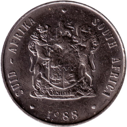 Монета 1 ранд. 1988 год, ЮАР. Газель. UNC.