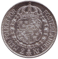 Монета 2 кроны. 1939 год, Швеция. Густав V. Монета 2 кроны. 1939 год, Швеция. Густав V.