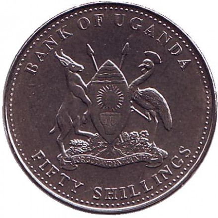 Монета 50 шиллингов. 2007 год, Уганда. UNC. Антилопа. Монета 50 шиллингов. 2007 год, Уганда. UNC. Антилопа.