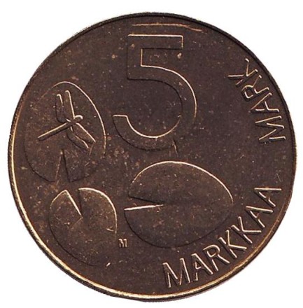 Монета 5 марок. 1998 год, Финляндия. UNC. Тюлень. Монета 5 марок. 1998 год, Финляндия. UNC. Тюлень.