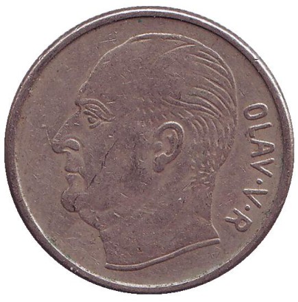 Монета 1 крона. 1960 год, Норвегия. Лошадь. Монета 1 крона. 1960 год, Норвегия. Лошадь.