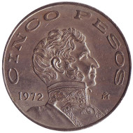 Монета 5 песо. 1972 год, Мексика. Висенте Герреро. Монета 5 песо. 1972 год, Мексика. Висенте Герреро.