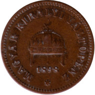 Монета 2 филлера. 1898 год, Австро-Венгерская империя. Венгерский тип. Монета 2 филлера. 1898 год, Австро-Венгерская империя. Венгерский тип.