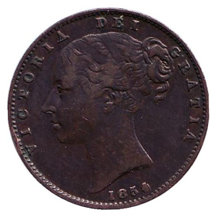 Монета 1 фартинг. 1854 год, Великобритания.