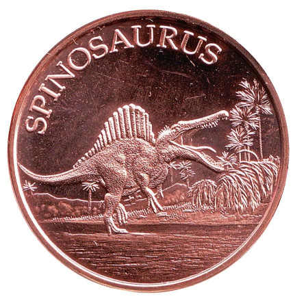 Спинозавр. Монетовидный жетон. Унция меди 999. США. 