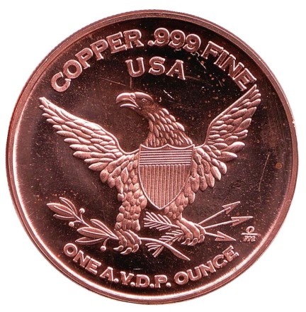 Спинозавр. Монетовидный жетон. Унция меди 999. США. 