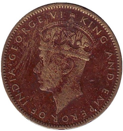 Монета 1/2 пенни. 1942 год, Ямайка. Монета 1/2 пенни. 1942 год, Ямайка.