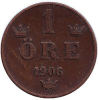 Монета 1 эре. 1906 год, Швеция.