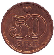 Монета 50 эре. 2003 год, Дания.