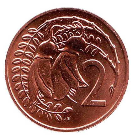 Монета 2 цента. 1985 год, Новая Зеландия. UNC. Цветки куаваи.