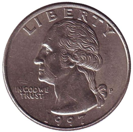Монета 25 центов. 1997 (P) год, США. Вашингтон.