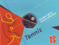 Монета 50 пенсов. 2011 год, Великобритания. Теннис. Летние Олимпийские игры 2012 года в Лондоне. В блистере. Монета 50 пенсов. 2011 год, Великобритания. Теннис. Летние Олимпийские игры 2012 года в Лондоне. В блистере.