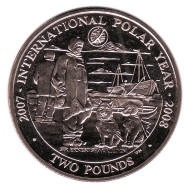 Монета 2 фунта, 2007 год, Южная Георгия и Южные Сандвичевы острова. Международный полярный год. Монета 2 фунта, 2007 год, Южная Георгия и Южные Сандвичевы острова. Международный полярный год.