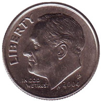 Рузвельт. Монета 10 центов. 2004 (P) год, США.