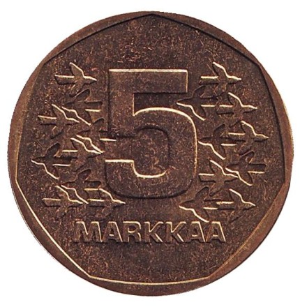 Монета 5 марок. 1978 год, Финляндия. Ледокол Варма. Монета 5 марок. 1978 год, Финляндия. Ледокол Варма.