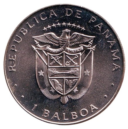 Монета 1 бальбоа. 1984 год, Панама. UNC. Генерал Омар Торрихос.