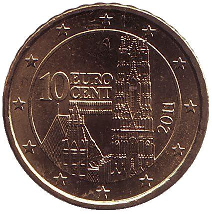 Монета 10 центов, 2011 год, Австрия.