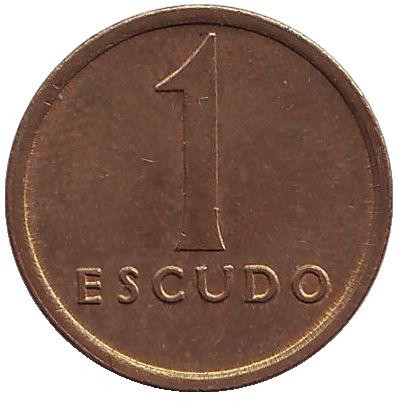 Монета 1 эскудо. 1986 год, Португалия. Старый тип.