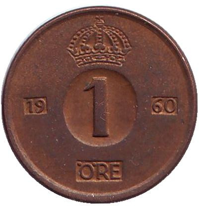 Монета 1 эре. 1960 год, Швеция.(TS)