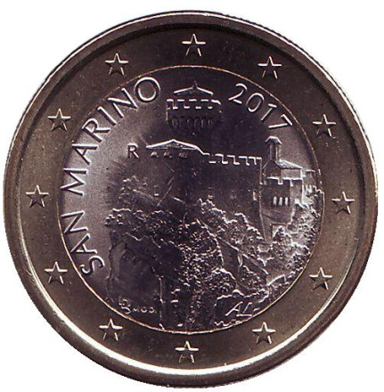 Монета 1 евро. 2017 год, Сан-Марино.