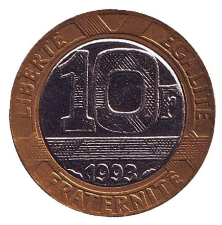 Монета 10 франков. 1993 год, Франция.