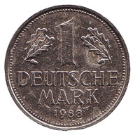 Монета 1 марка. 1988 год (J), ФРГ. Монета 1 марка. 1988 год (J), ФРГ.