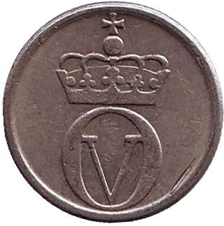 Монета 10 эре. 1967 год, Норвегия. Пчела.