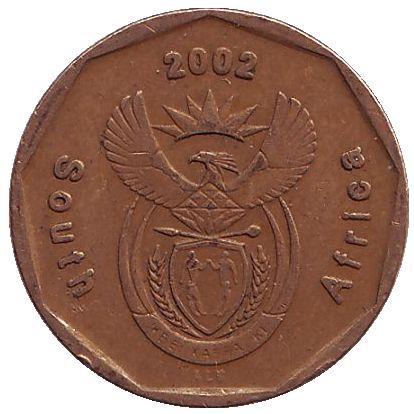 Монета 20 центов. 2002 год, ЮАР. Цветок протея. Монета 20 центов. 2002 год, ЮАР. Цветок протея.