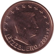 Монета 5 центов. 2025 год, Люксембург. Монета 5 центов. 2025 год, Люксембург.