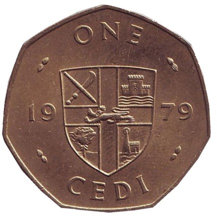 Монета 1 седи. 1979 год, Гана. Каури.