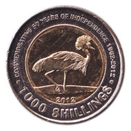 Монета 1000 шиллингов, 2012 год, Уганда. 50 лет независимости (1962-2012).  Монета 1000 шиллингов, 2012 год, Уганда. 50 лет независимости (1962-2012).