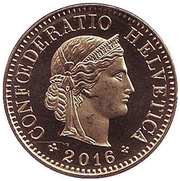 Монета 5 раппенов. 2016 год, Швейцария. UNC. Монета 5 раппенов. 2016 год, Швейцария. UNC.